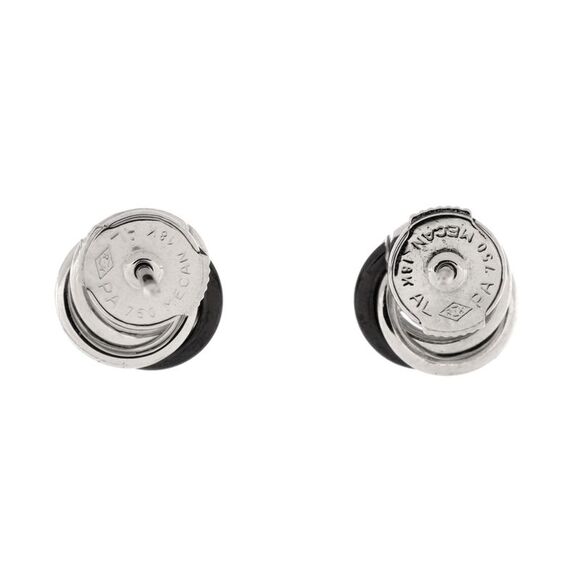 Cartier Trinity Stud Earrings 18K White Gold with Diamonds and Ceramic Mini - - Picture 2 of 3